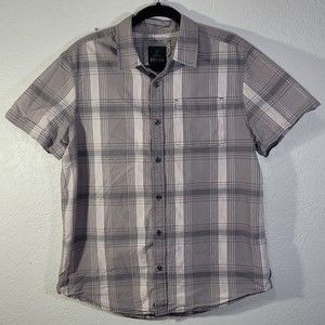 Men's prAna Short Sleeve Organic Shirt Size M Medium Plaid Hiking Outdoor